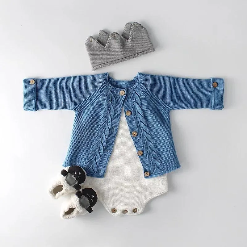2 Colors Baby Boy Girl Long Sleeve Knitted Cardigan