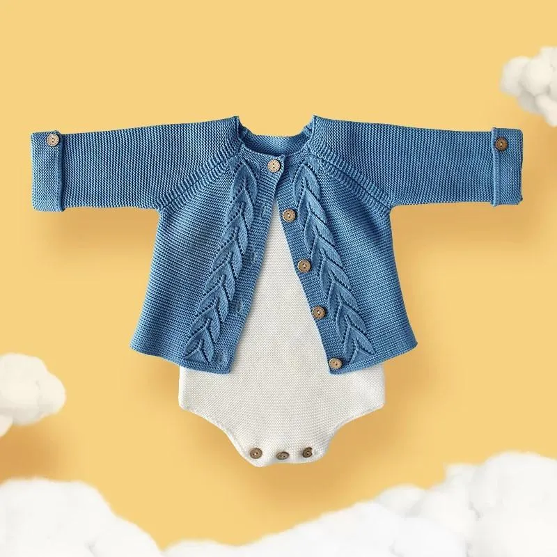 2 Colors Baby Boy Girl Long Sleeve Knitted Cardigan