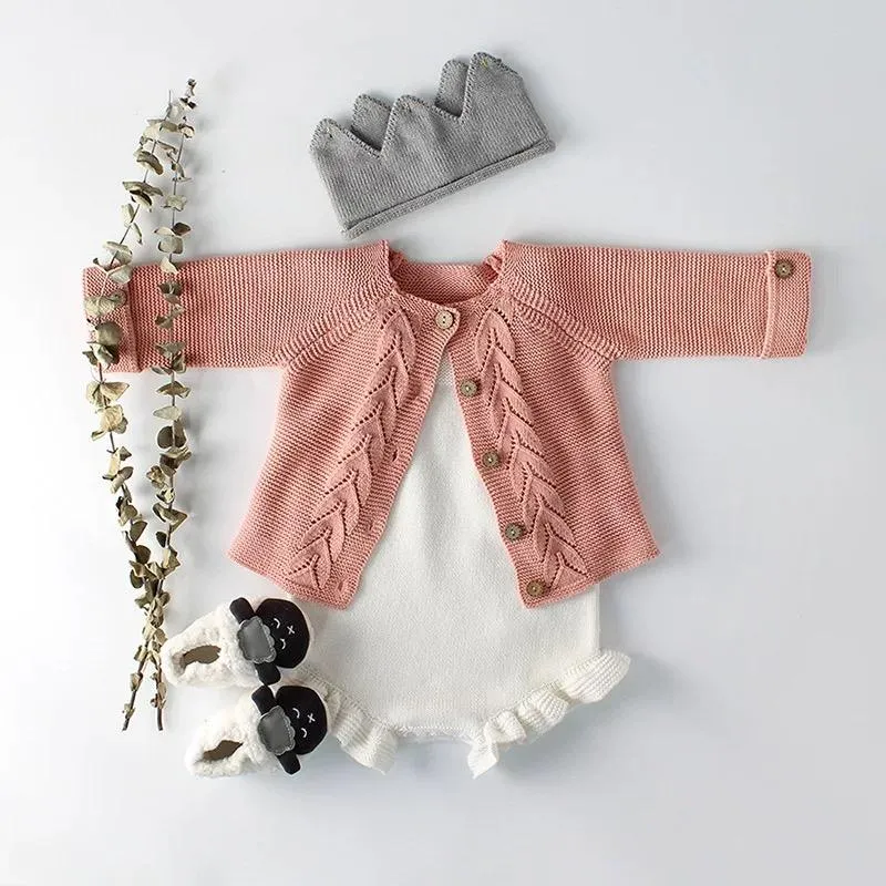 2 Colors Baby Boy Girl Long Sleeve Knitted Cardigan