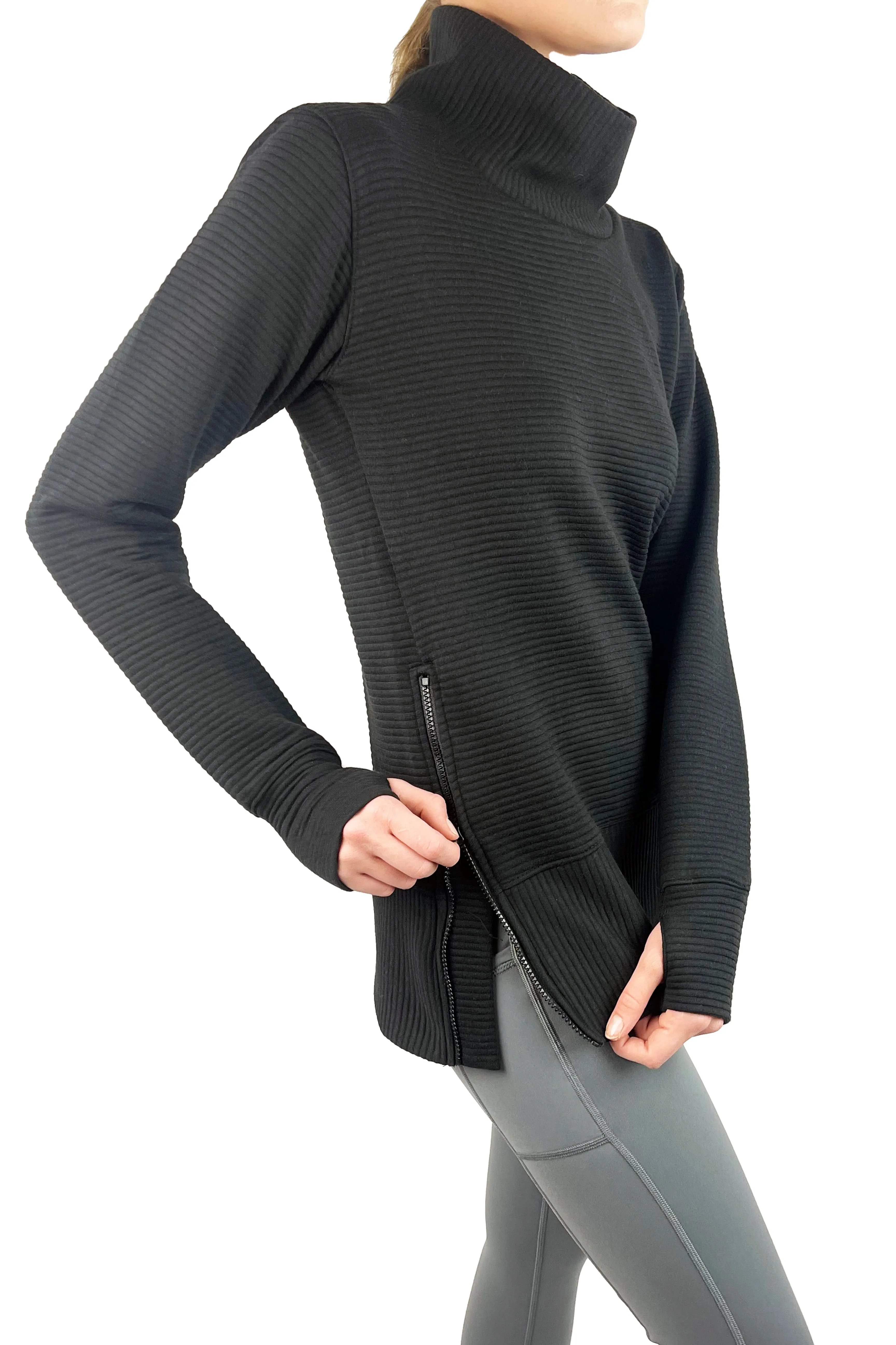 4305 - Women's Ribbed Turtleneck Pullover/Black
