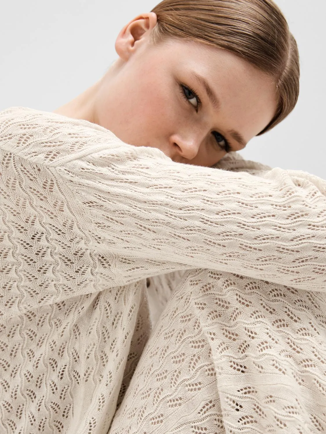 Agny Ls Knit Cardigan - Birch