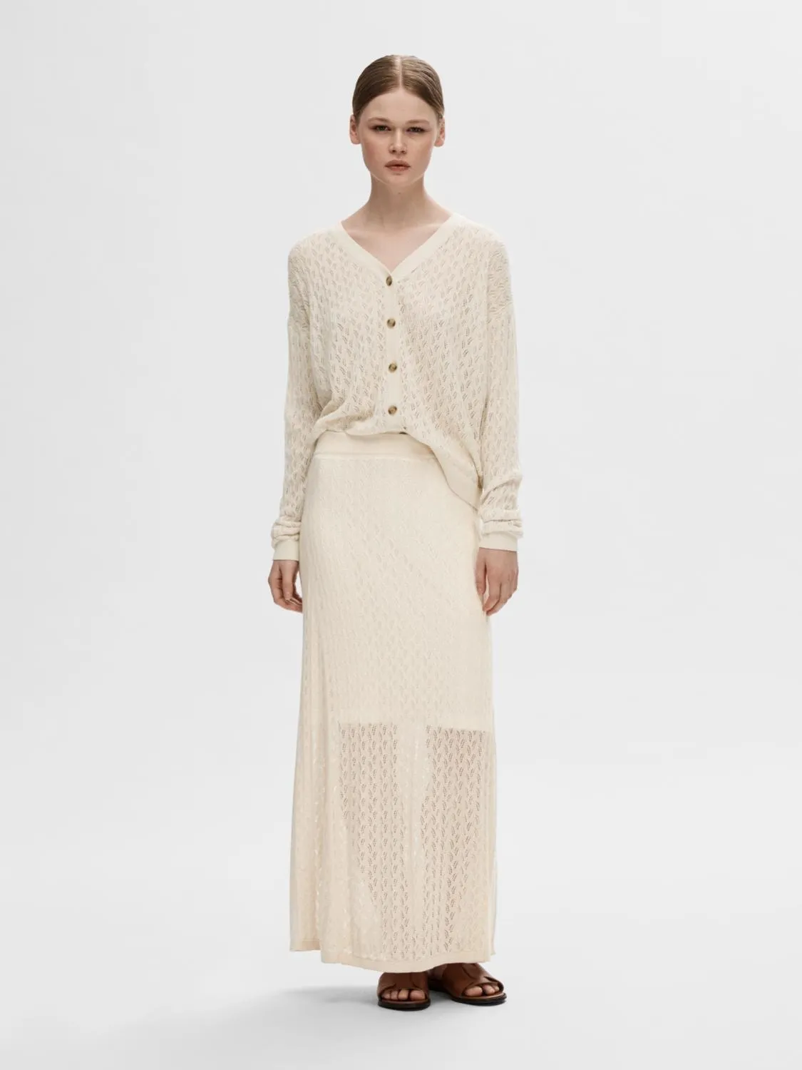 Agny Ls Knit Cardigan - Birch