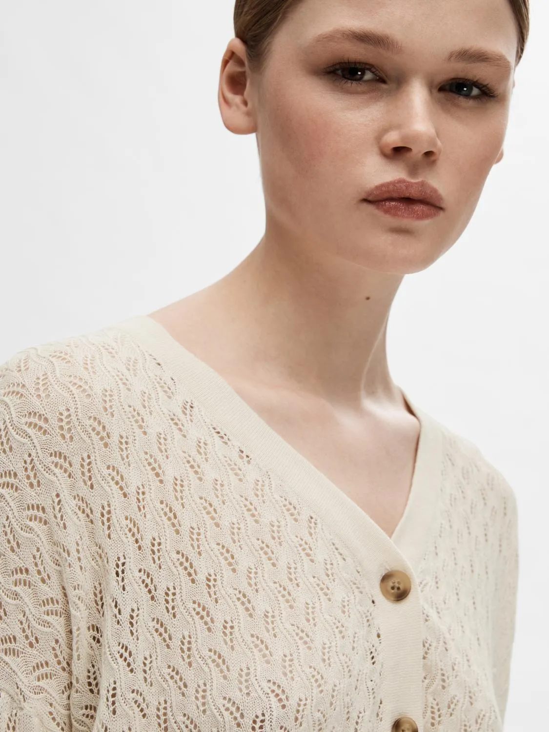 Agny Ls Knit Cardigan - Birch
