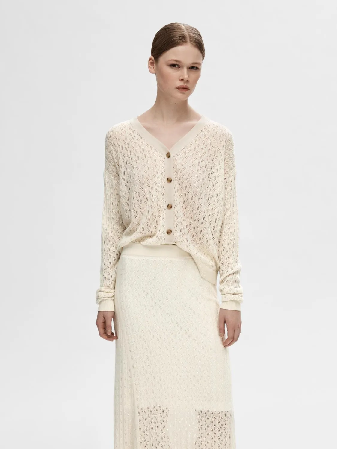 Agny Ls Knit Cardigan - Birch