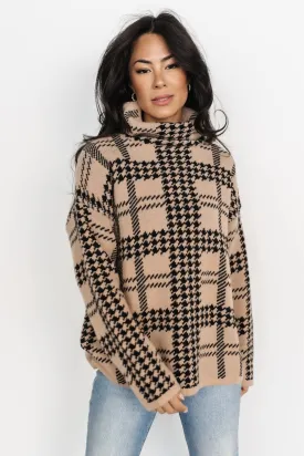 Alexander Turtleneck Sweater | Taupe   Black