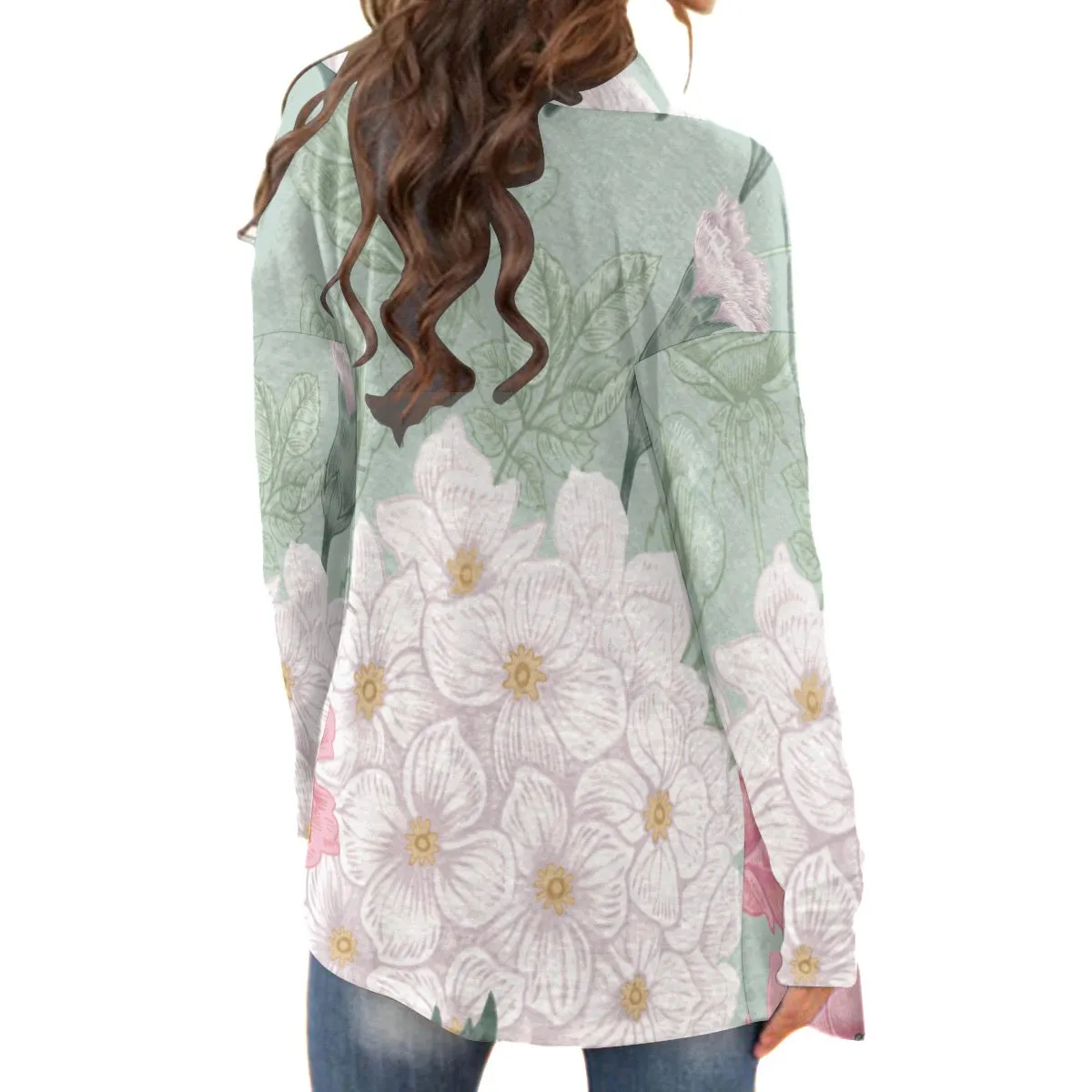All-Over Print Women's Cardigan With Long Sleeve and 187