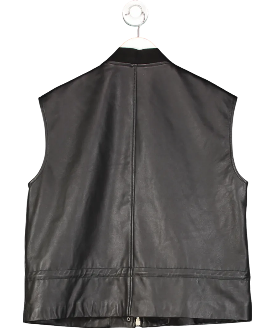 All Saints Black Sofi Relaxed Fit Leather Gilet UK 6