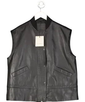 All Saints Black Sofi Relaxed Fit Leather Gilet UK 6