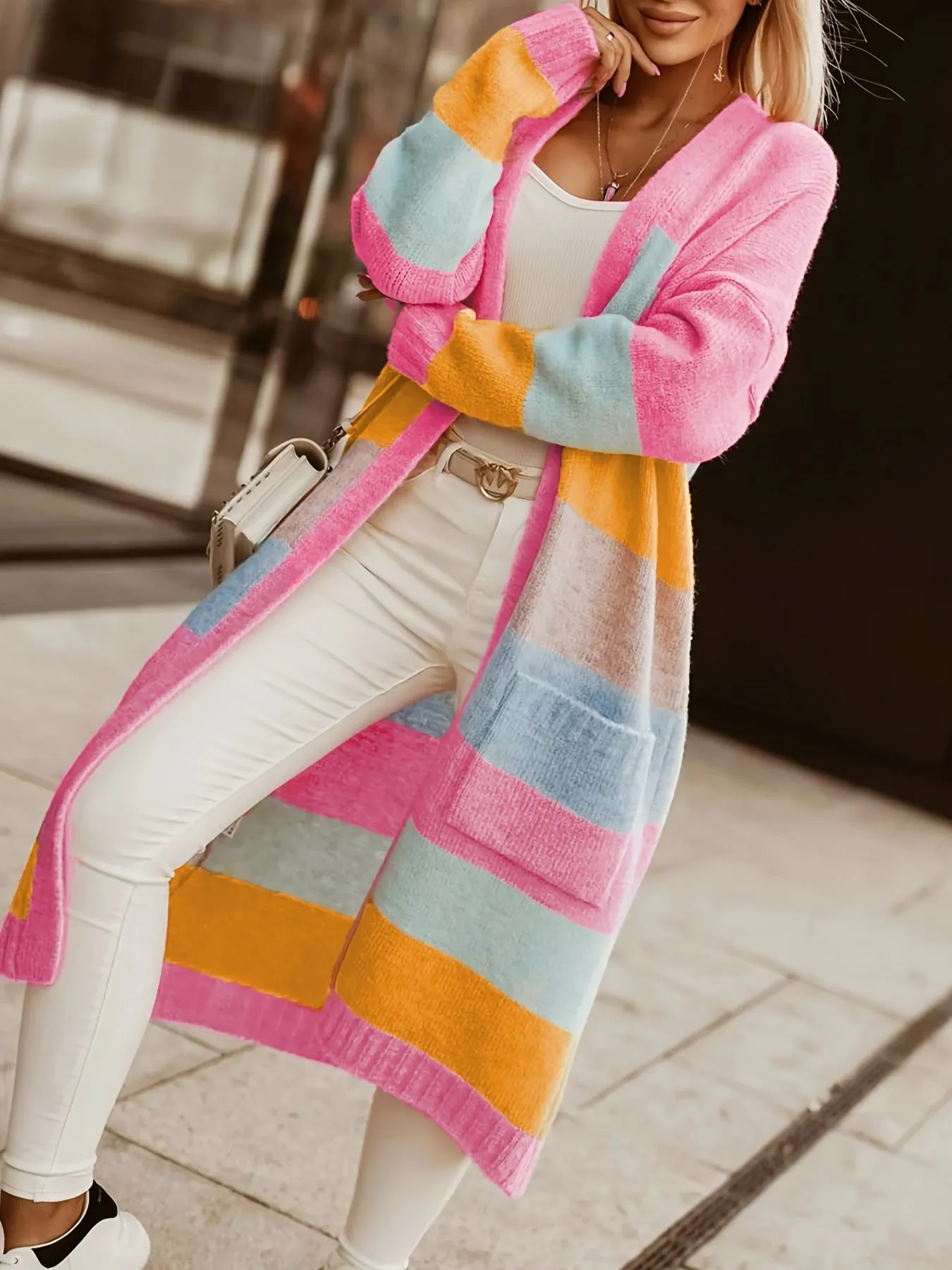 Alros - Pastel Striped Knit Cardigan