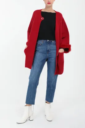 Angela Faux Fur Sleeve Coatigan