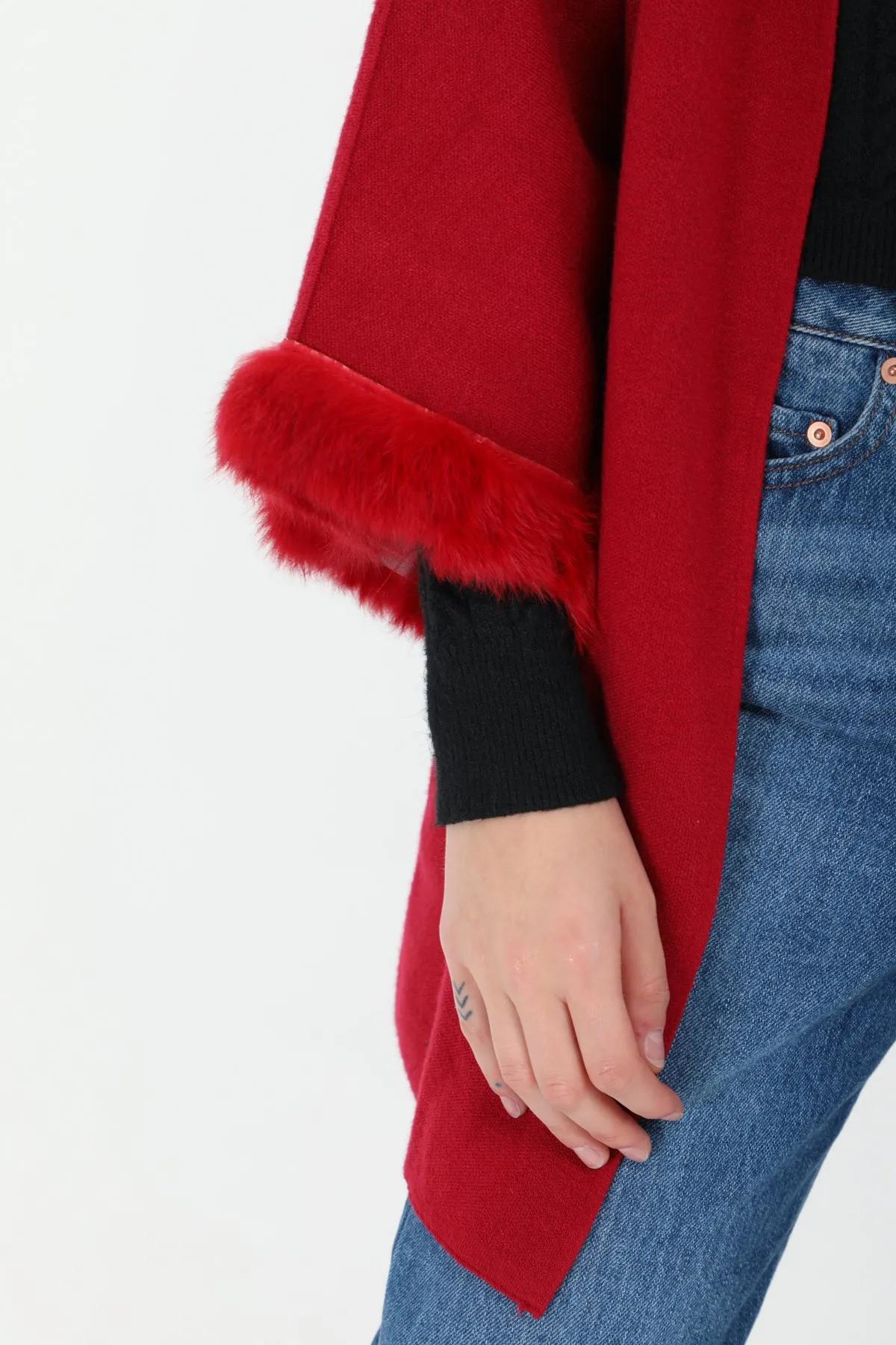 Angela Faux Fur Sleeve Coatigan