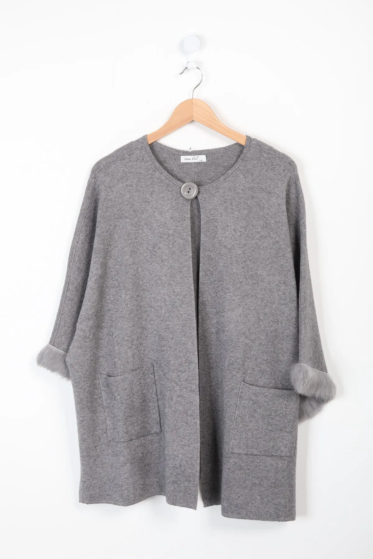 Angela Faux Fur Sleeve Coatigan