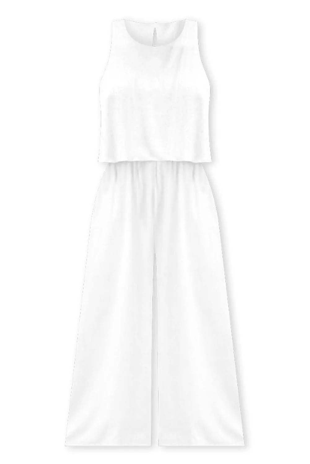 Apricot Round Neck Sleeveless Wide Leg Jumpsuit