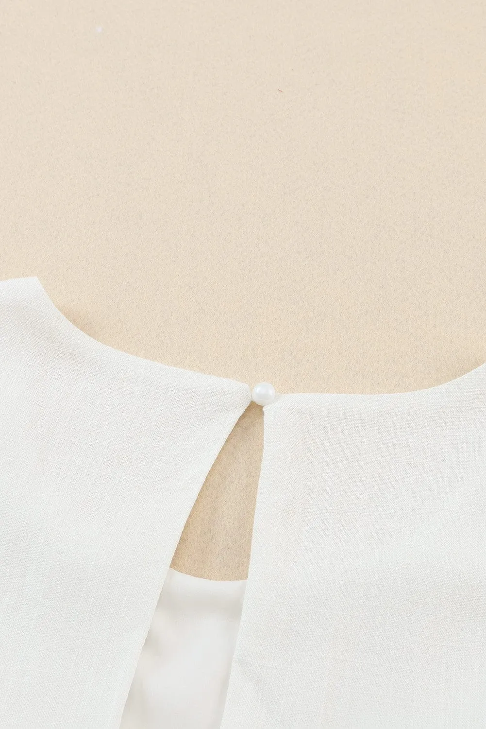 Apricot Round Neck Sleeveless Wide Leg Jumpsuit