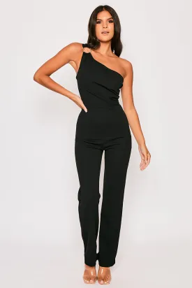 Aria - Black One Shoulder Jumpsuit