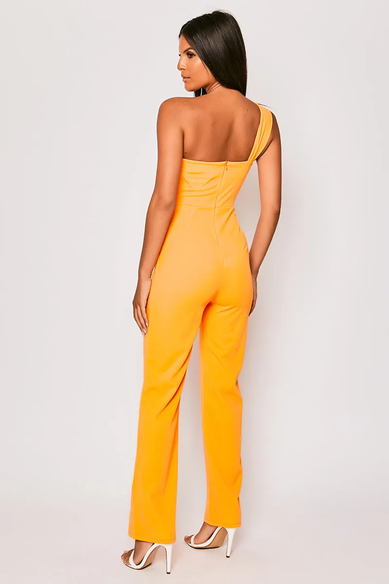 Aria - Orange One Shoulder Jumpsuit