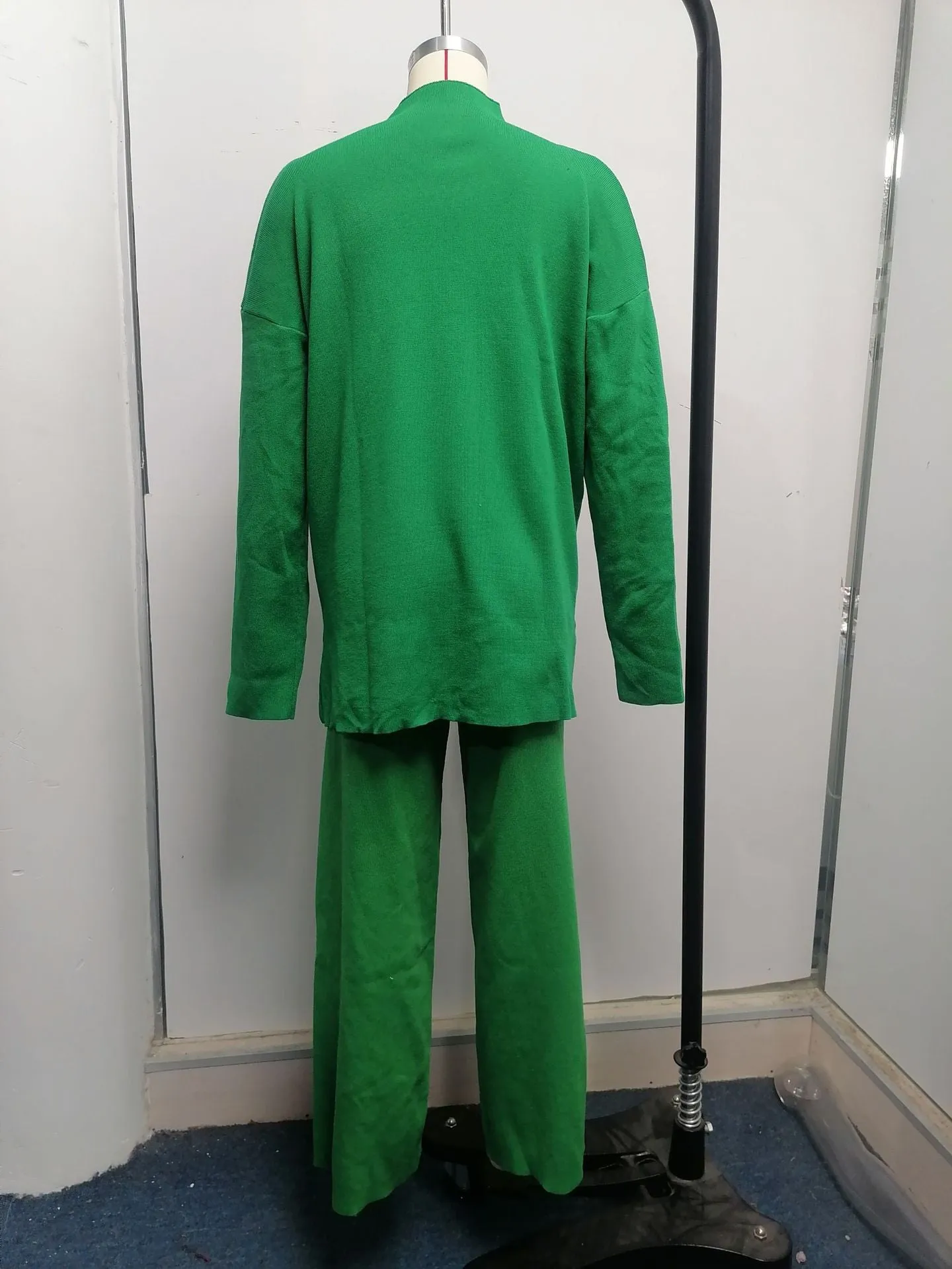 Autumn Winter Russian Long Sleeve Loose Casual Sweater Knitted Top Trousers Set