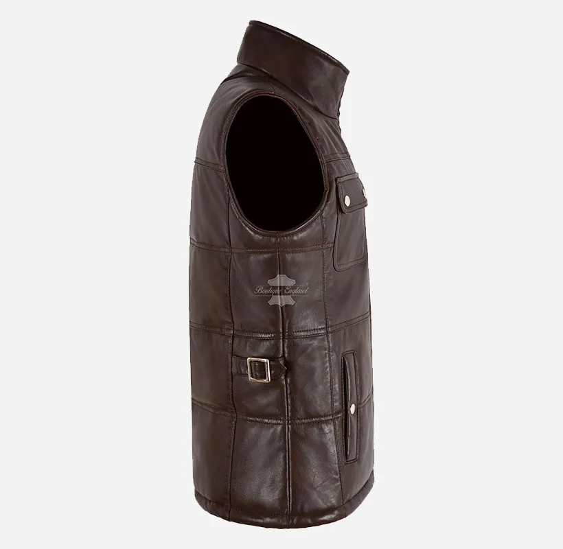 AVERY WOMEN'S QUILTED LEATHER GILET Sleeveless Jacket Waistcoat