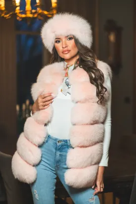 Baby Pink Luxury Fur 6 Row Gilet