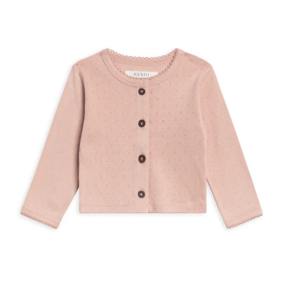 Ballet Clara Pointelle Button Down Cardigan - Kendi by Colored Organics