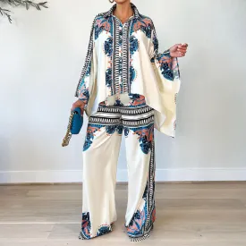 Bat Sleeve Top Loose Trousers Two-Piece Suit