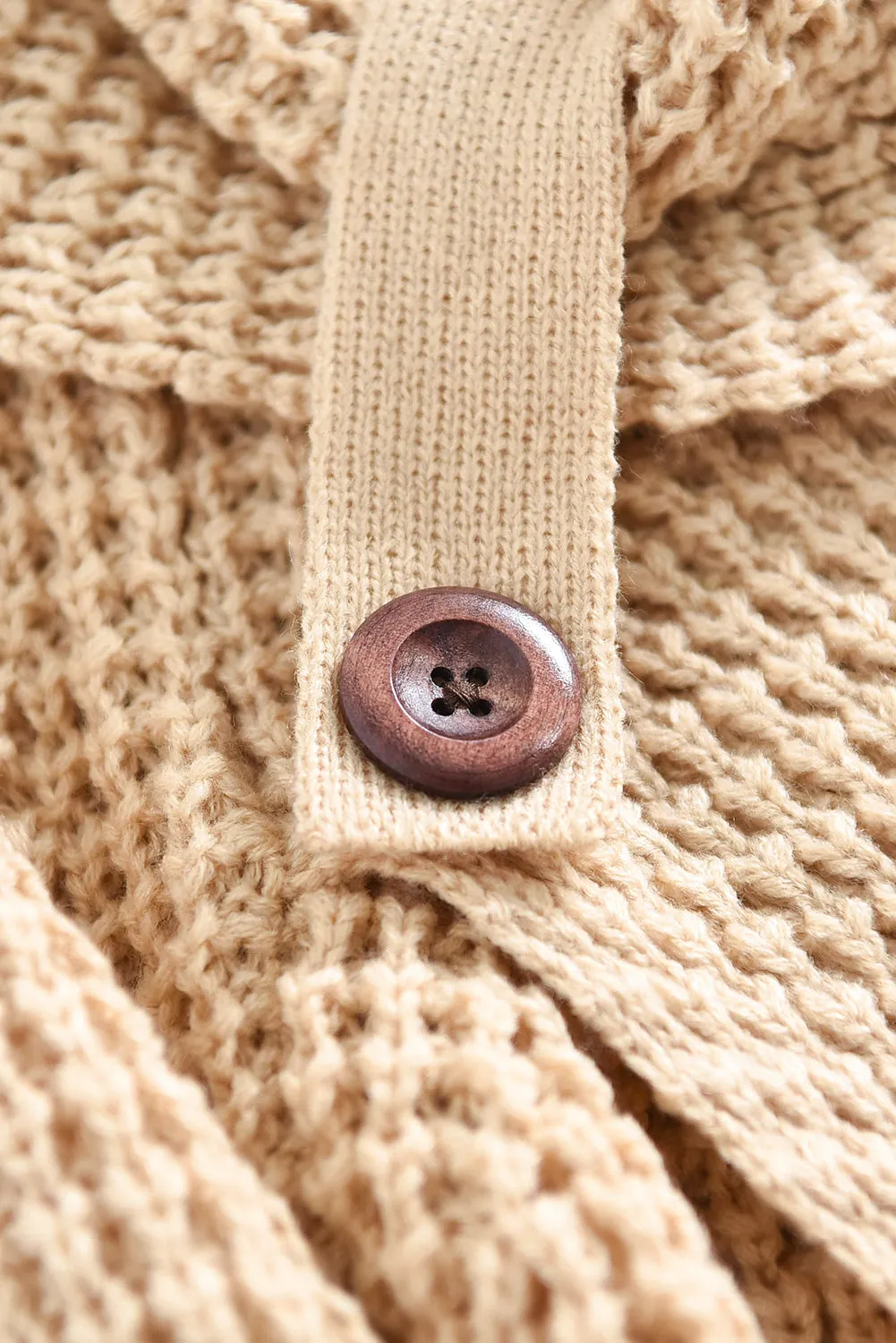 Beige Buttoned Wrap Turtleneck Sweater