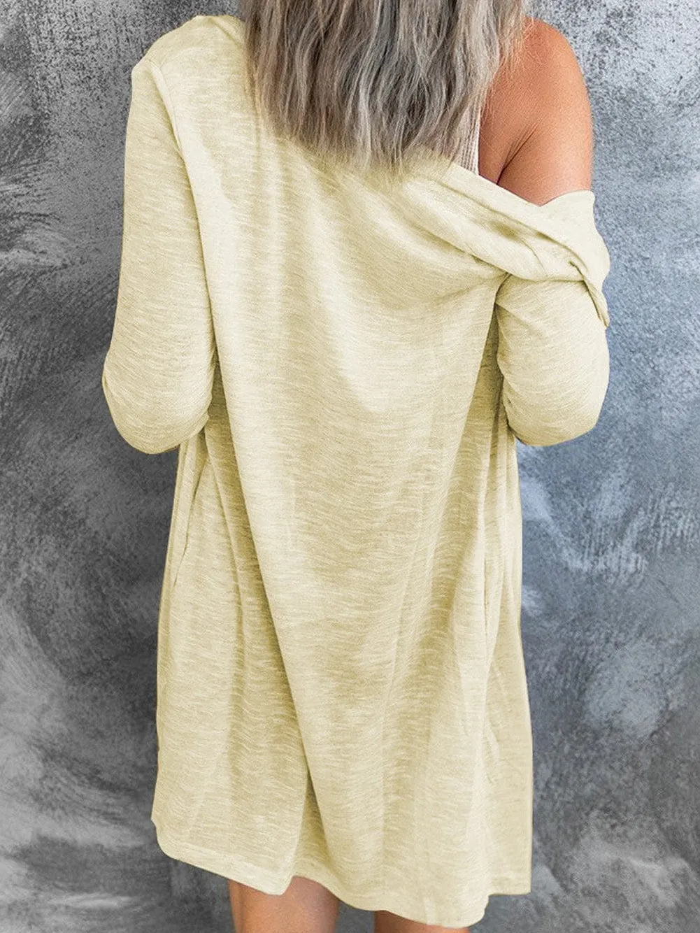 Beige V-Neck Button-Up Cardigan for Casual Layering