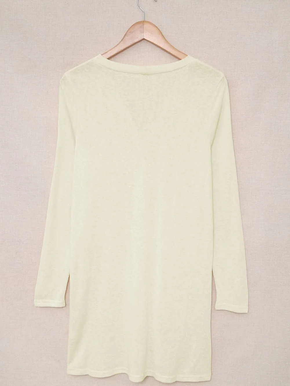 Beige V-Neck Button-Up Cardigan for Casual Layering