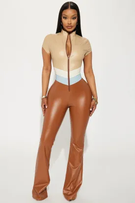 BlackTree 70's Faux Leather Jumpsuit