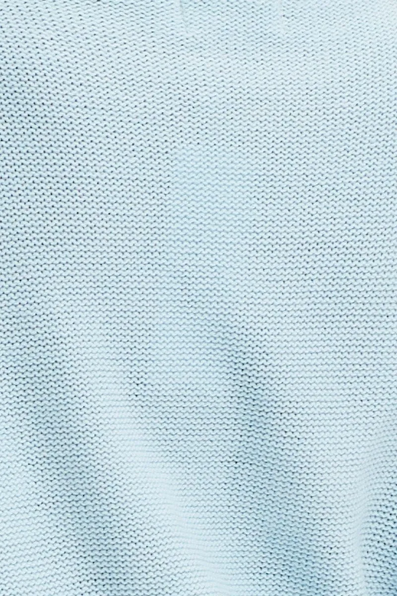 Blue Knit Top Long Sleeve Cable