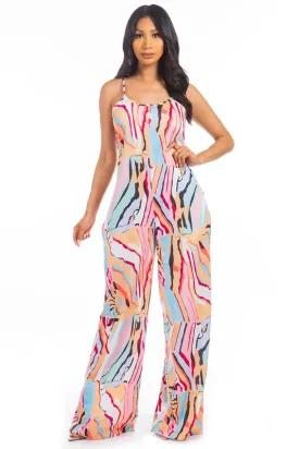 Breezy & Bold: Multi-Print Jumpsuit with Palazzo Pants