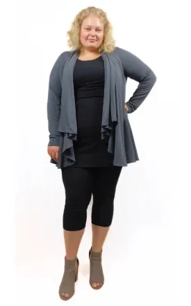 Brenda Laine Princess Wrap Cardigan Charcoal Tencel/Organic Cotton