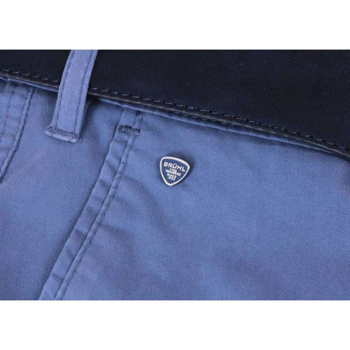BRUHL Montana Micro Twill Stretch Lightweight Chinos  - Blue