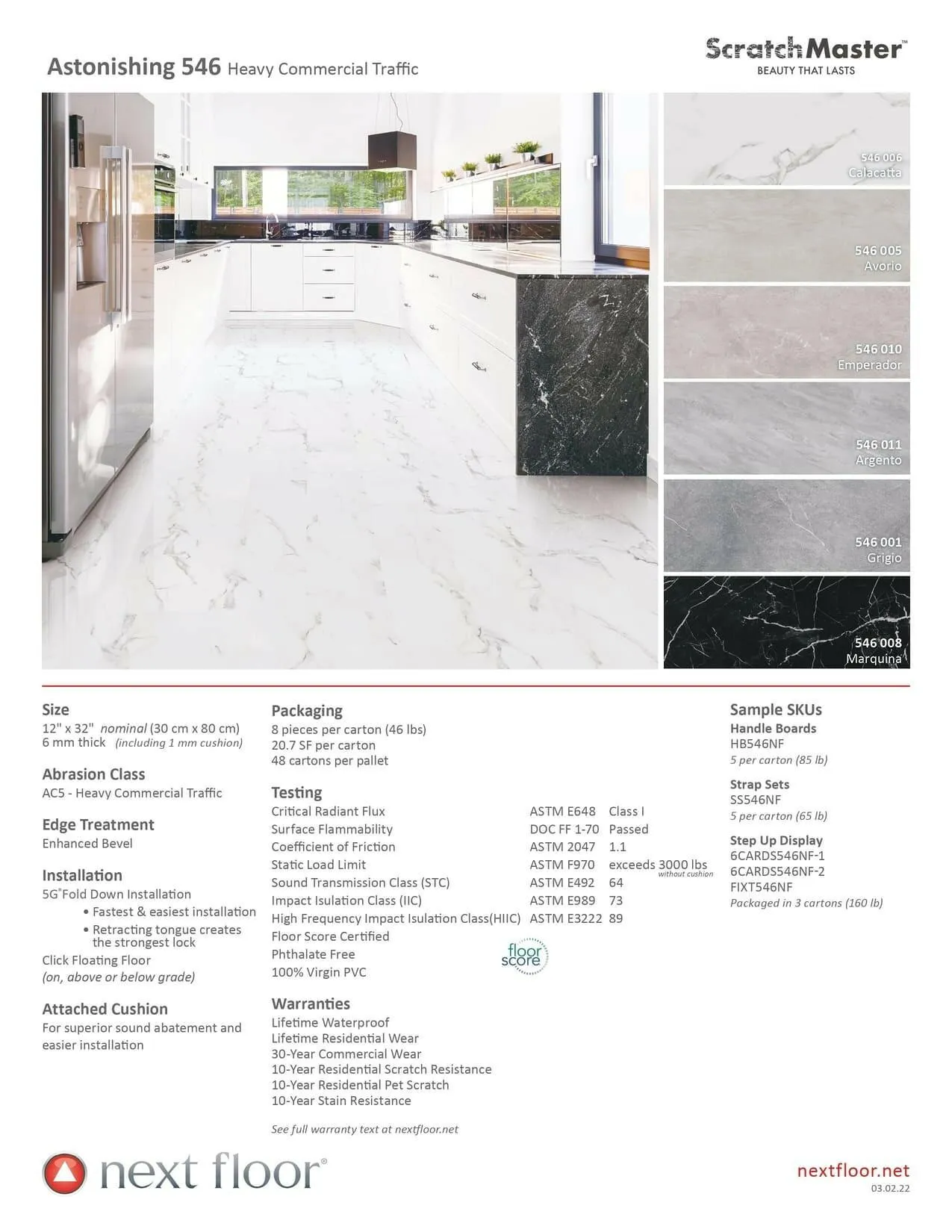 Calacatta 546 006 - Nextfloor Vinyl Tiles 6mm Scratchmaster Astonishing 546