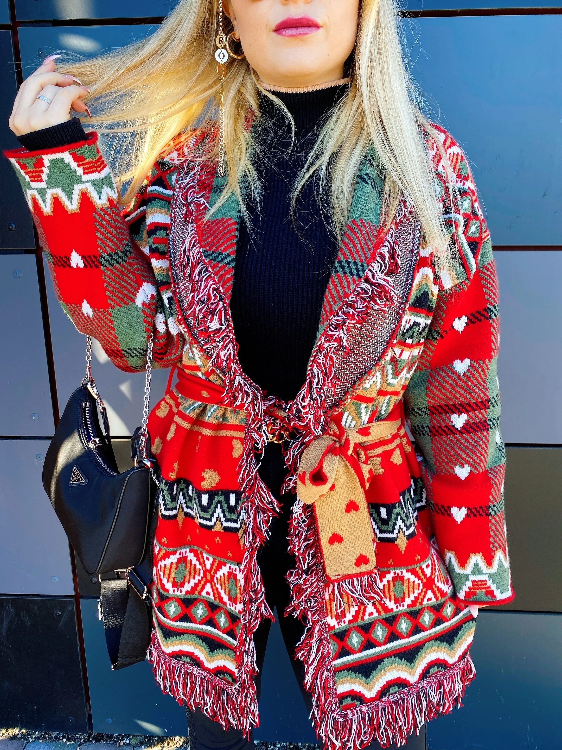 Cardigan frange e cinta con cuori top Quality