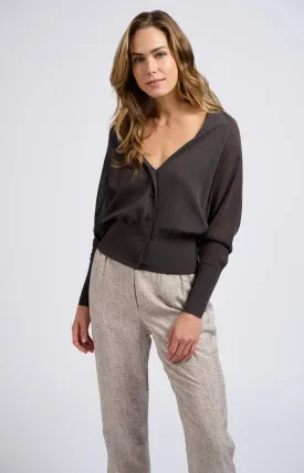 Cardigan with V-neck and long sleeves in regular fit