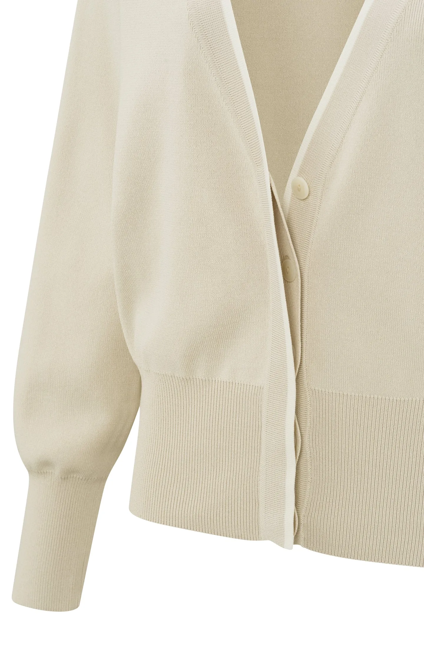 Cardigan with V-neck, buttons, long sleeves and stripe