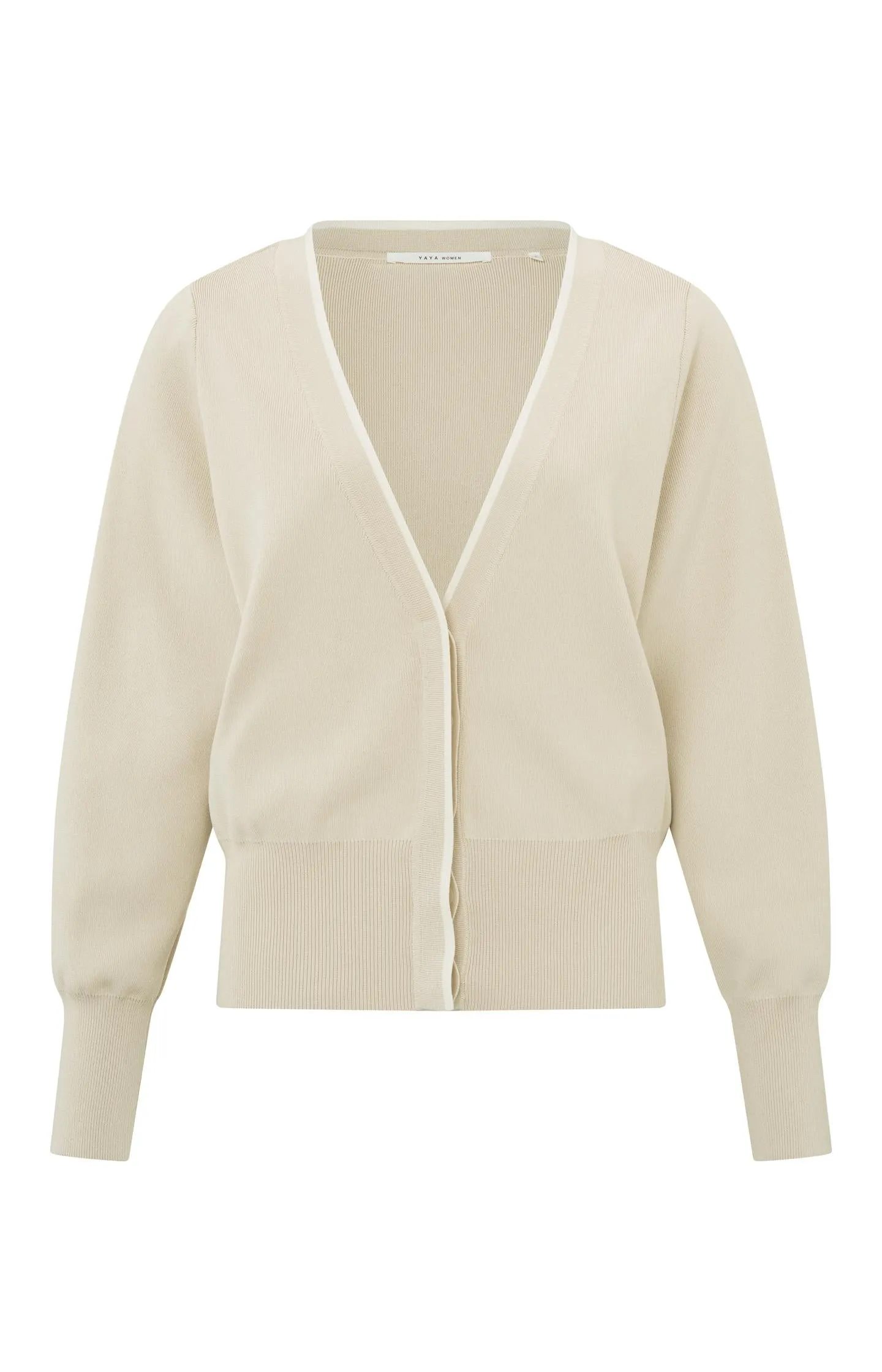 Cardigan with V-neck, buttons, long sleeves and stripe