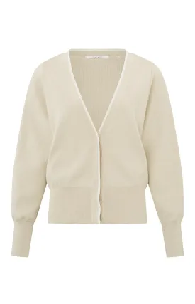 Cardigan with V-neck, buttons, long sleeves and stripe