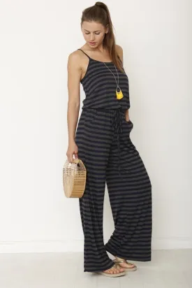 Casual Crush Striped Sleeveless Wide Leg Jumpsuit