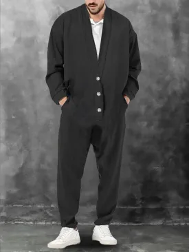 Casual Simple V-Neck Jumpsuit