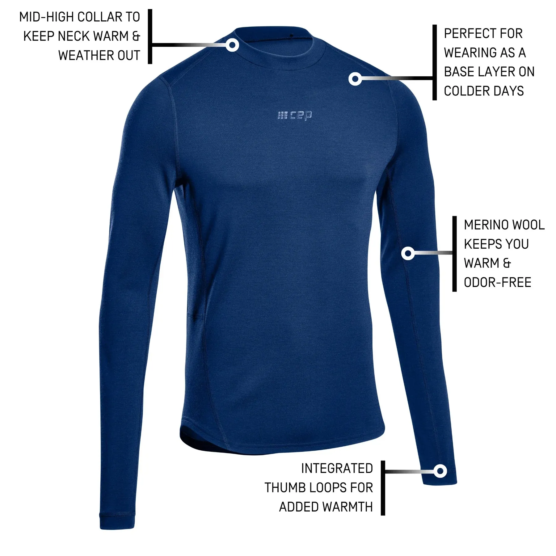 CEP | Cold Weather Merino Long Sleeve | Men's | Blue