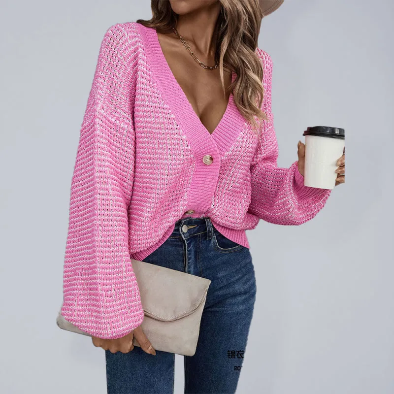 Chasity Knitwear Button Sweater Cropped Cardigan Amazon New Arrivals Sweater Jacket