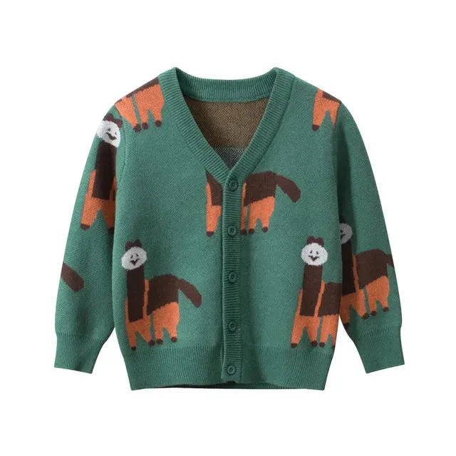 Children's Sweater Girls Knitted Cardigan Winter New Boys Outerwear Casual Long Sleeve Kids Coats