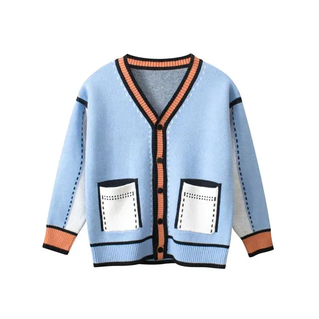 Children's Sweater Girls Knitted Cardigan Winter New Boys Outerwear Casual Long Sleeve Kids Coats