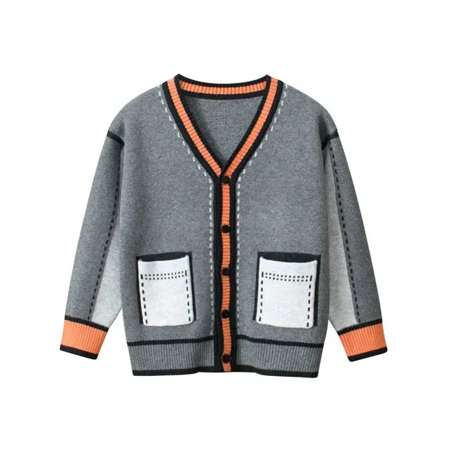 Children's Sweater Girls Knitted Cardigan Winter New Boys Outerwear Casual Long Sleeve Kids Coats