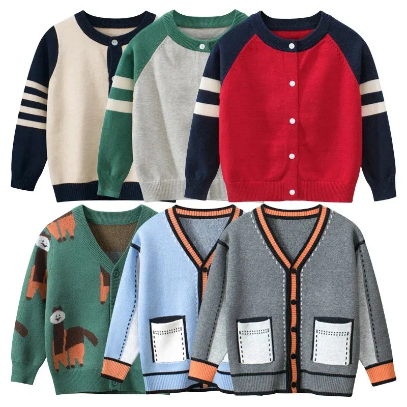 Children's Sweater Girls Knitted Cardigan Winter New Boys Outerwear Casual Long Sleeve Kids Coats