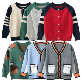 Children's Sweater Girls Knitted Cardigan Winter New Boys Outerwear Casual Long Sleeve Kids Coats