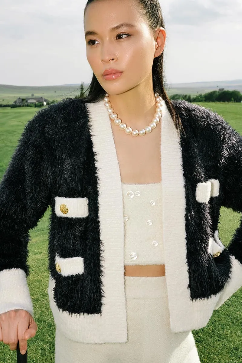 CLASSIC FLUFFY BLACK CARDIGAN