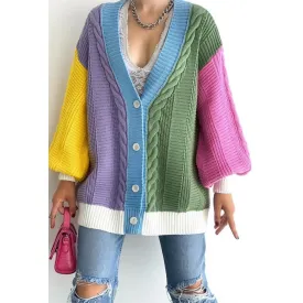 Colorful New Season Loose Oversize Knitwear Cardigan,Crochet Cardigan,Vintage Cardigan, Gift For Her,knitted cardigan,Boho Cardigan 1